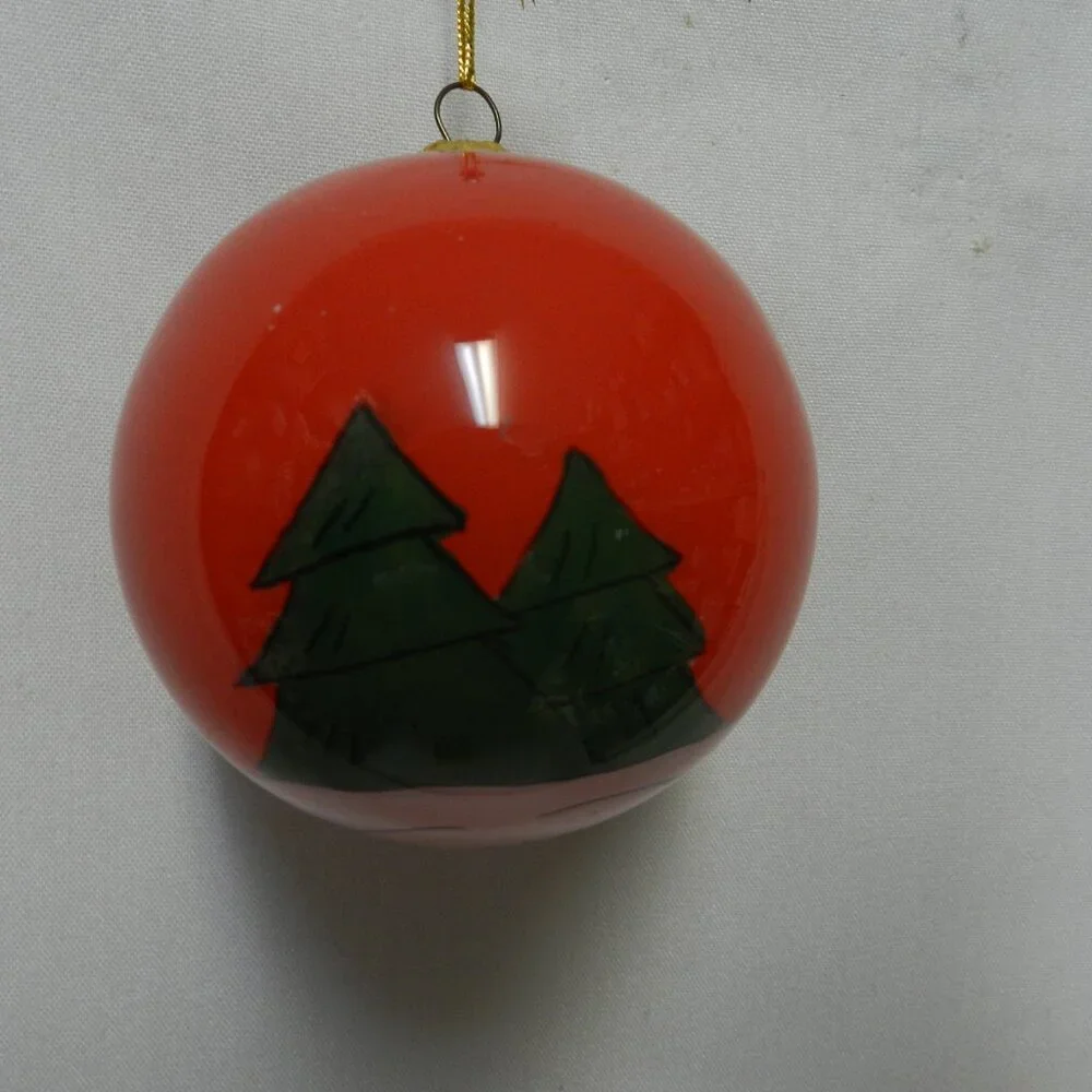 Li Bien Snowman Christmas Ornament Vintage w/ Box Holidays red green 3